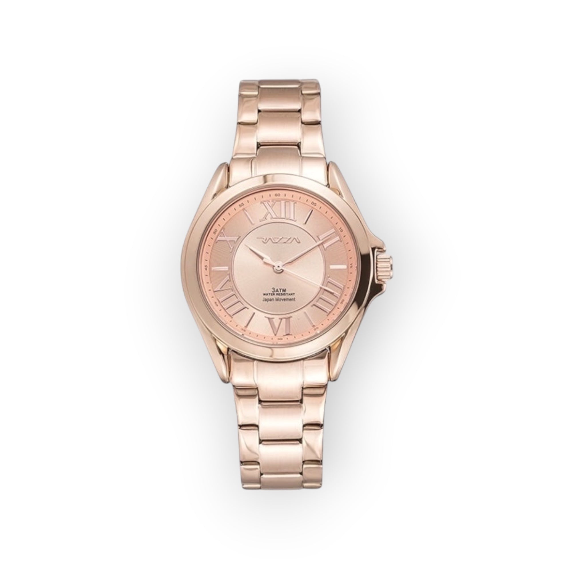 Reloj LOTO COMPANY ANOVA 31110 de pulsera en tono oro rosa con brazalete de eslabones y esfera con números romanos.