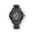 Reloj LOTO COMPANY AQUA / 2422 negro multifunción con esfera analógica y digital, bisel giratorio y correa de acero inoxidable.