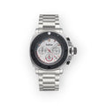 Reloj cronógrafo LOTO COMPANY ARMOR 2534 de acero inoxidable con esfera plateada y bisel negro de alta resistencia.