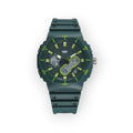 Reloj deportivo LOTO COMPANY AMAUR verde con correa de resina, esfera analógico-digital y detalles en verde lima.