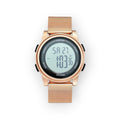 Reloj digital LOTO COMPANY STELLA / 2549 en oro rosa con correa de malla metálica y esfera digital.
