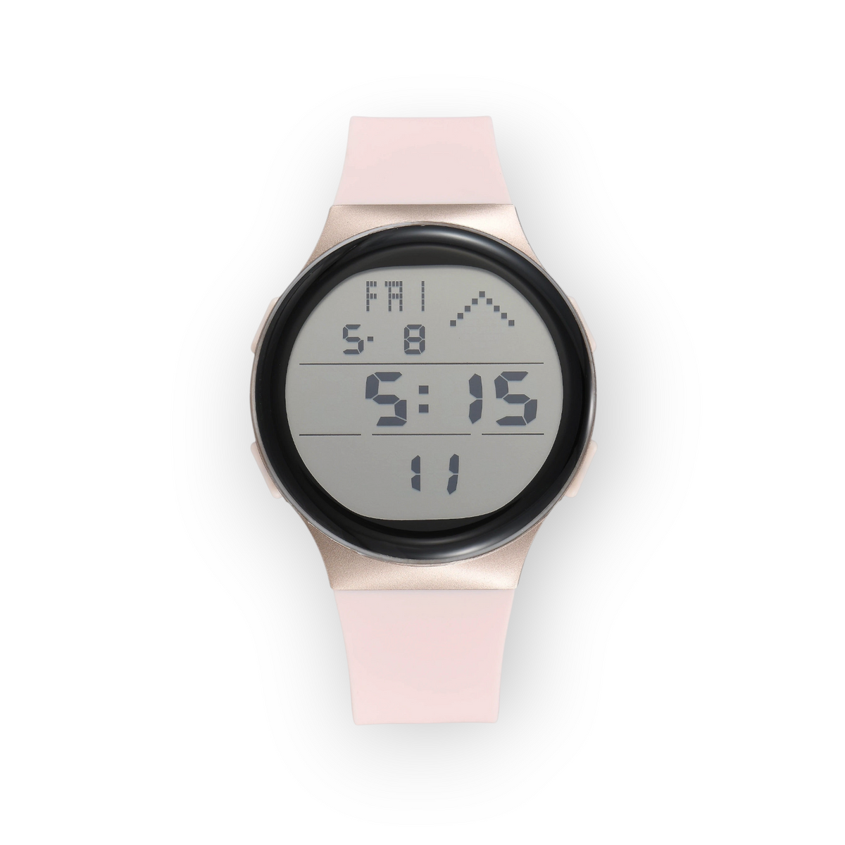 Reloj digital LOTO COMPANY ZYRVANO 2604 con correa de silicona rosa y caja redonda en tono oro rosa