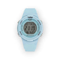 Reloj digital LOTO COMPANY SPORT/2532-1 azul claro con correa de silicona, pantalla digital, cronómetro y alarma.