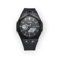 Reloj LOTO COMPANY Dominus 2595 analógico-digital negro con caja geométrica y correa de silicona resistente al agua.