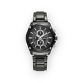 Reloj de pulsera LOTO COMPANY Dovran 2586 con correa y caja de acero inoxidable en color negro y esfera cronógrafo.