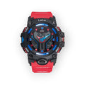 Reloj deportivo LOTO COMPANY DUAL / 2507 con correa de silicona roja, caja negra y detalles azules. Esfera analógica y digital.