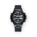 Reloj LOTO COMPANY Dual Time negro de acero inoxidable con pantalla analógica y digital, alarma y cronómetro.