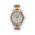 Reloj LOTO COMPANY ELEGANCE bicolor de acero inoxidable con bisel de cristales y esfera blanca.