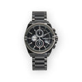 Reloj cronógrafo LOTO COMPANY GEAR / 2430 de acero inoxidable negro con esfera multifunción y bisel deportivo.