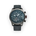 Reloj LOTO COMPANY de hombre con caja de acero inoxidable y correa de silicona negra. Esfera gris con cronógrafo y detalles luminosos.