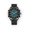 Reloj LOTO COMPANY HORIZON / 2543 híbrido analógico-digital con esfera verde y azul, caja y correa de acero inoxidable negro.