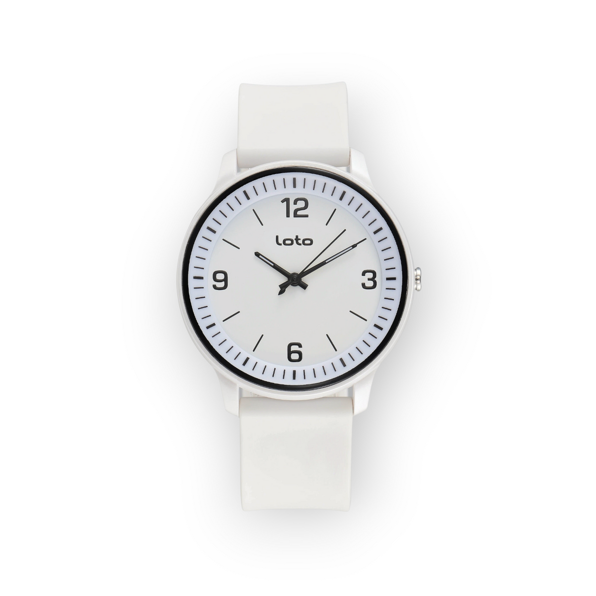 Reloj LOTO COMPANY Luxenor 2601 con correa de silicona blanca, esfera minimalista y números claros
