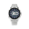 Reloj LOTO COMPANY ORVEN 31082 analógico-digital de acero inoxidable con esfera de rayo y brazalete metálico.
