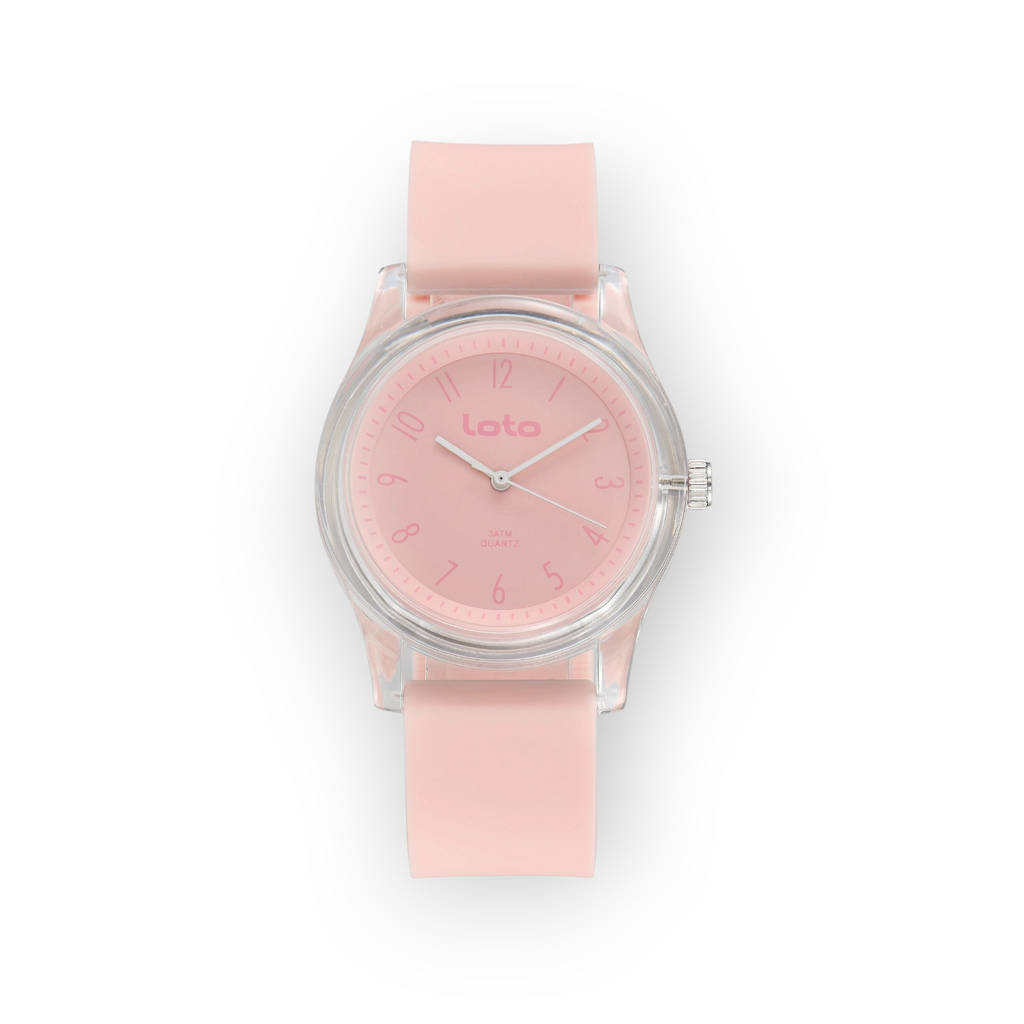 Reloj LOTO COMPANY Tavrion 2600 de cuarzo con esfera y correa de silicona en color rosa pastel