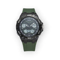 Reloj deportivo LOTO COMPANY TRAIL 2520 analógico-digital verde con correa de silicona y bisel negro resistente