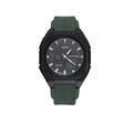 Reloj deportivo LOTO COMPANY VERTEX 2593 analógico-digital en color verde oliva y negro con correa de silicona.