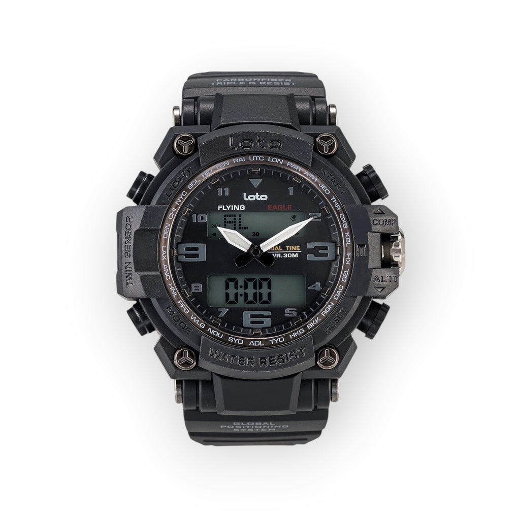 Reloj LOTO COMPANY VIPER / 2403 negro de resina con pantalla analógica y digital, brújula y altímetro.