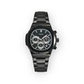 Reloj LOTO COMPANY Zelvik 2527 negro de acero inoxidable con cronógrafo y fase lunar para hombre