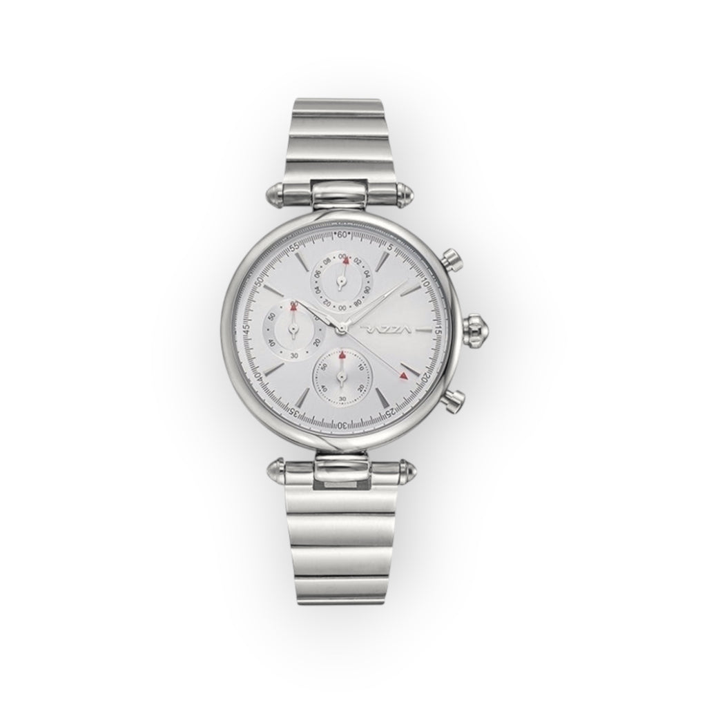 Reloj de pulsera LOTO COMPANY ZENIQ 31105 plateado en acero inoxidable con esfera multifunción y diseño elegante.