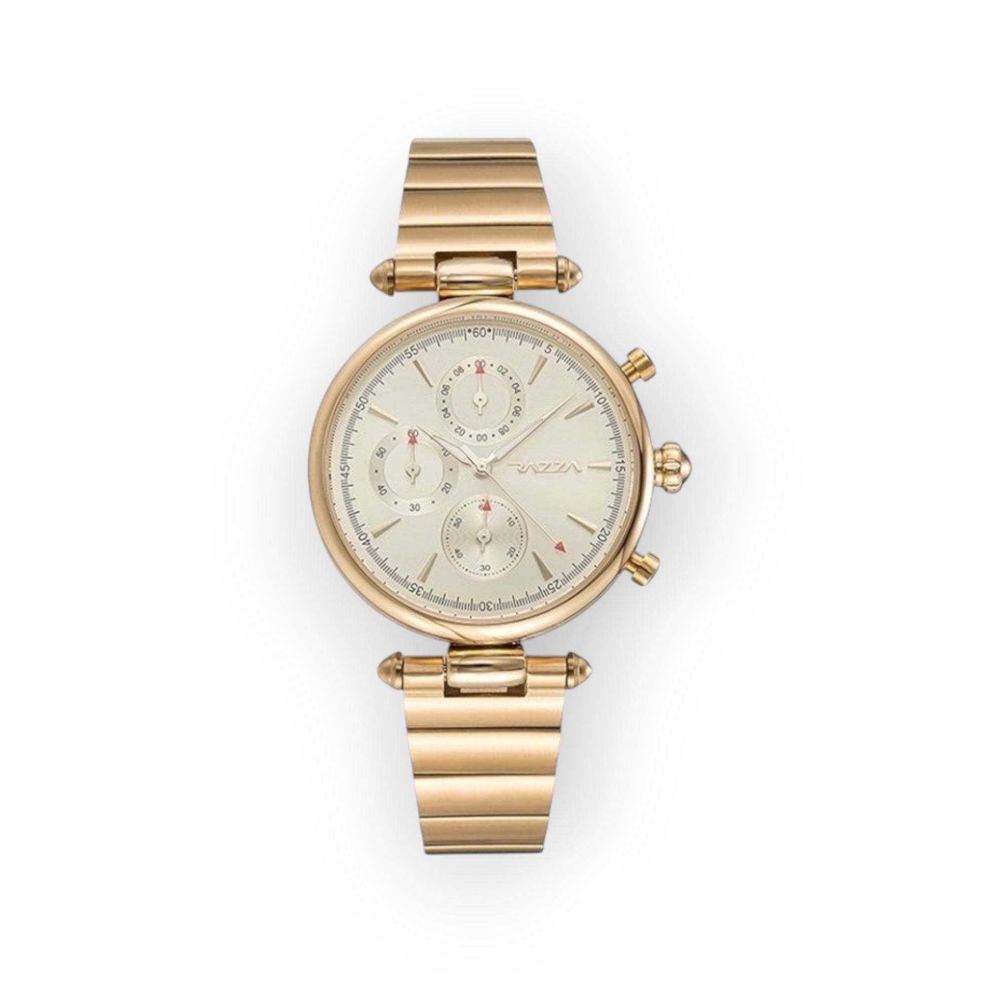 Reloj de mujer LOTO COMPANY ZENIQ 31105 en acero inoxidable dorado con esfera multifunción y brazalete de eslabones.